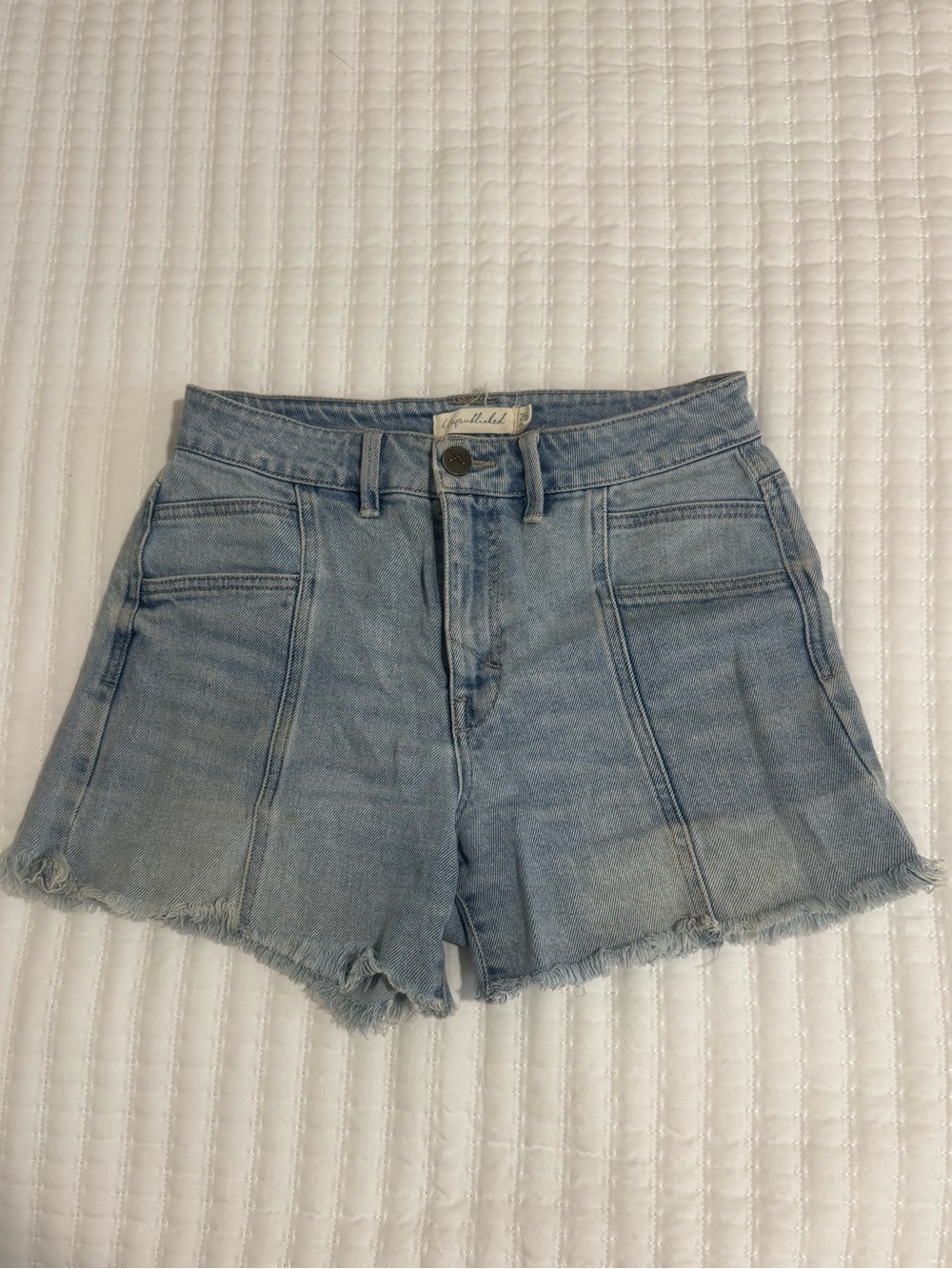 Publish Light Wash High-Rise Denim Shorts with Frayed Hem